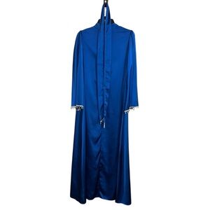 Modest Muslim Blue Dress with Beaded Sleeves